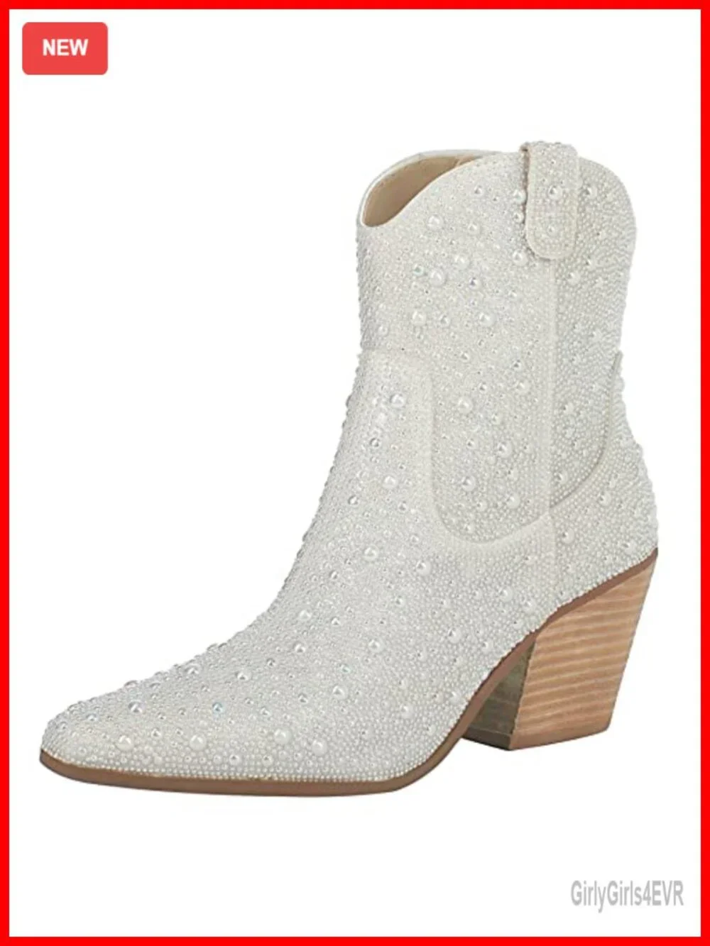 Rhinestone Cowboy Boots Glitter Chunky Heel Sparkly Cowgirl Ankle Bootie
